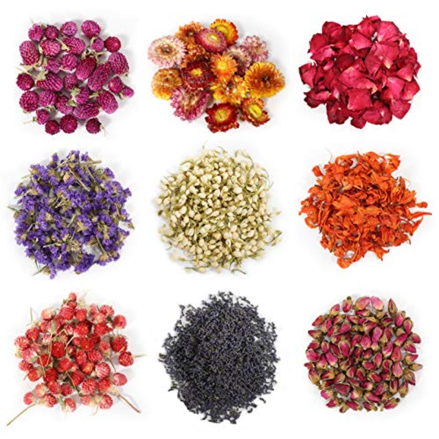 Candle Making Bath - 9 Sacchetti di Fiori Secchi, Kit