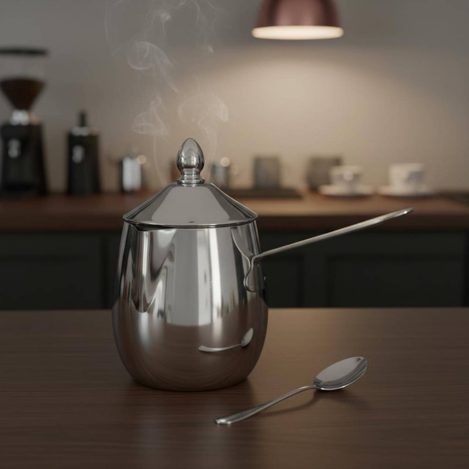 Pour Pot Aluminum - Caffettiera ovale con coperchio, set tazze